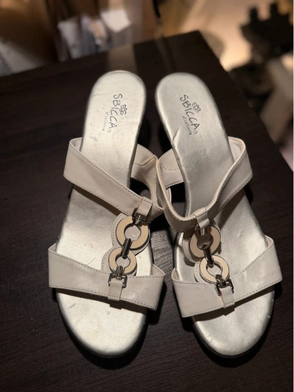 Sbicca Light Grey Chunky Heel Open-toed Sandals
